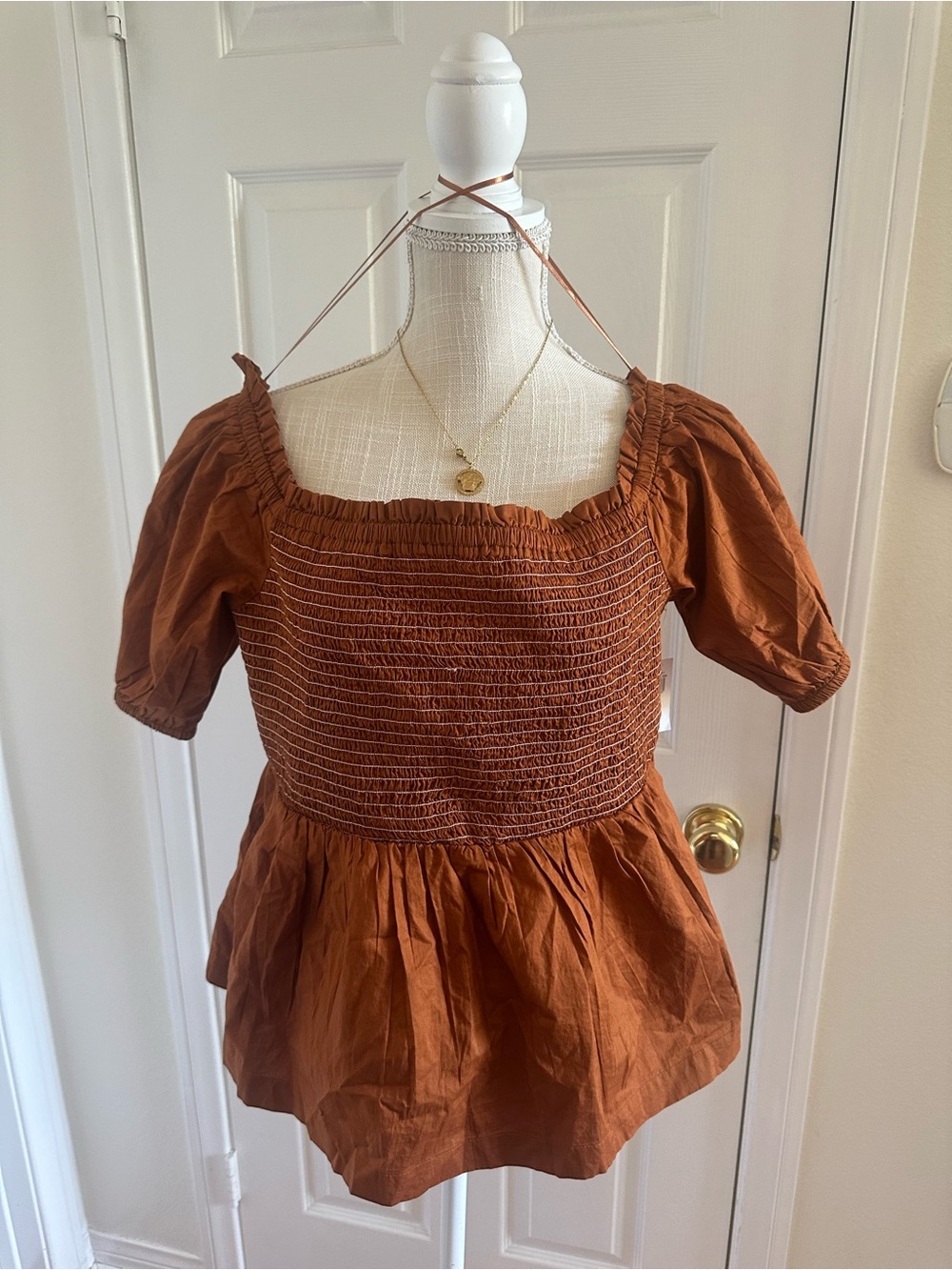 Old Navy Rust Smocked Peplum Top - Women